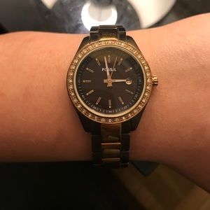 Brown and Gold Fossil watch